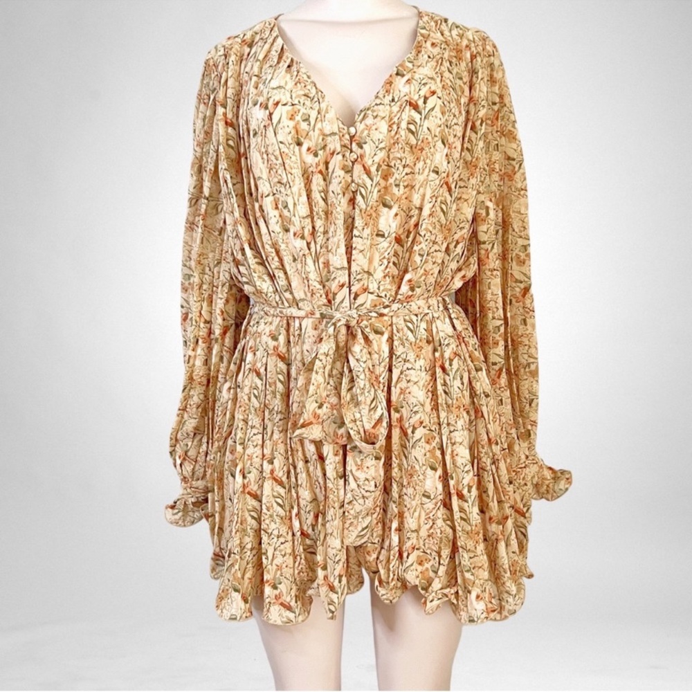 NEW Endless Rose Pleated Floral Jumper Beige SZ M - Picture 6 of 12
